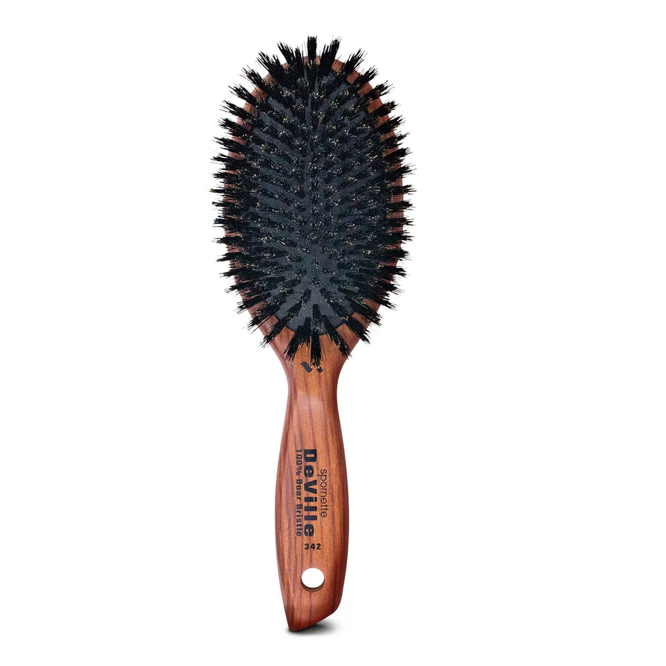 Spornette Deville oval paddle brush with boar bristles for gentle detangling