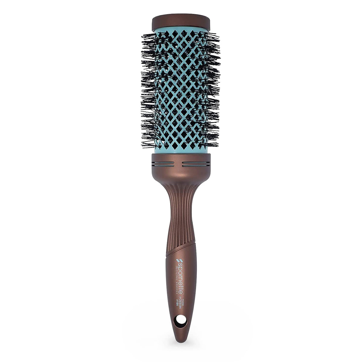 Spornette Ion Fusion ceramic round brush with vented barrel for smooth, frizz-free blowouts.