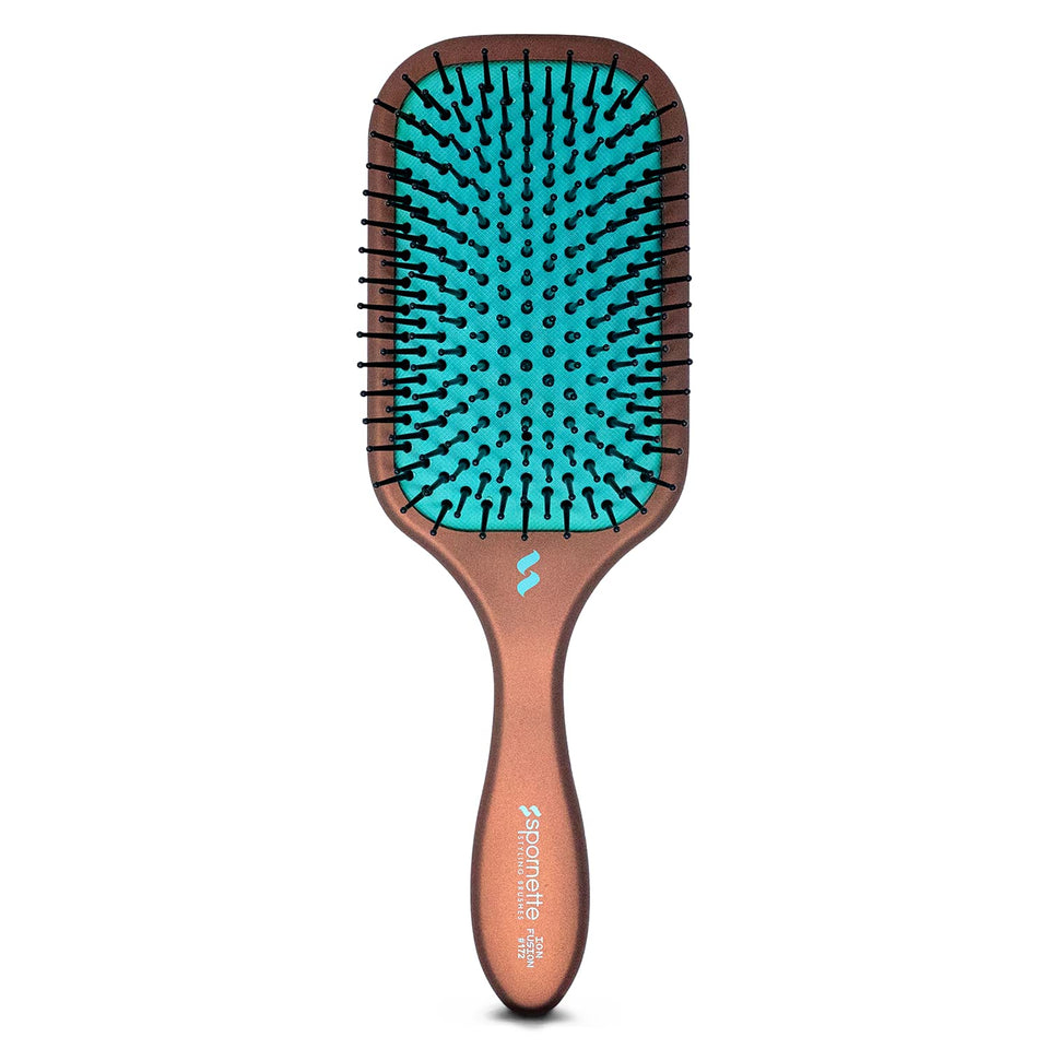 SPORNETTE Ion Fusion paddle brush detangles long hair with ease