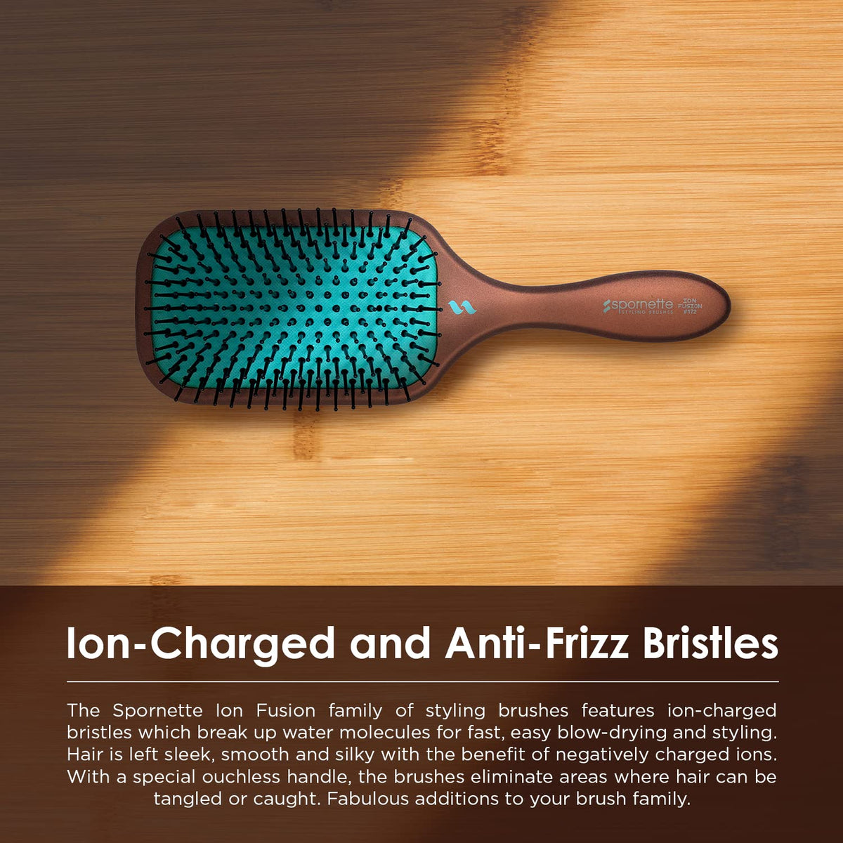 SPORNETTE Ion Fusion brush with large paddle for quick smoothing