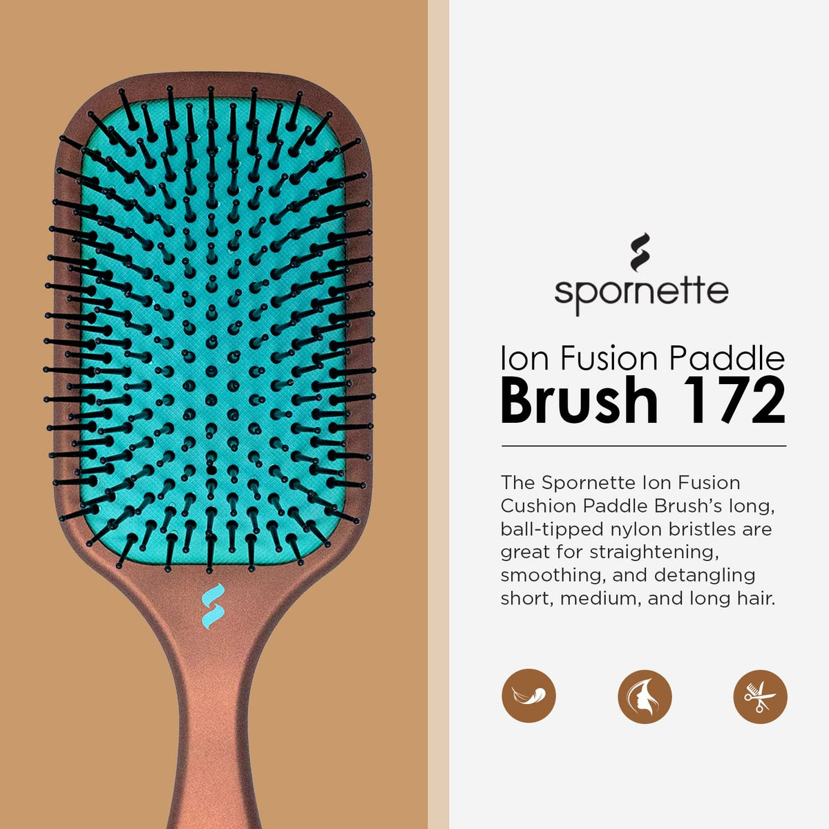 SPORNETTE Ion Fusion paddle brush smooths styling frizz