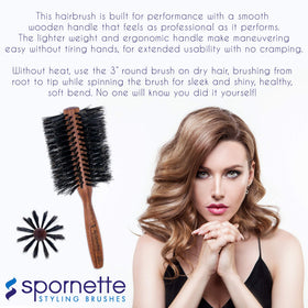 SPORNETTE Italian Rounder used with a blow dryer adds smoothness and waves