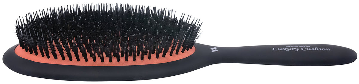 Long nylon bristles aid detangling and smooth brushing.