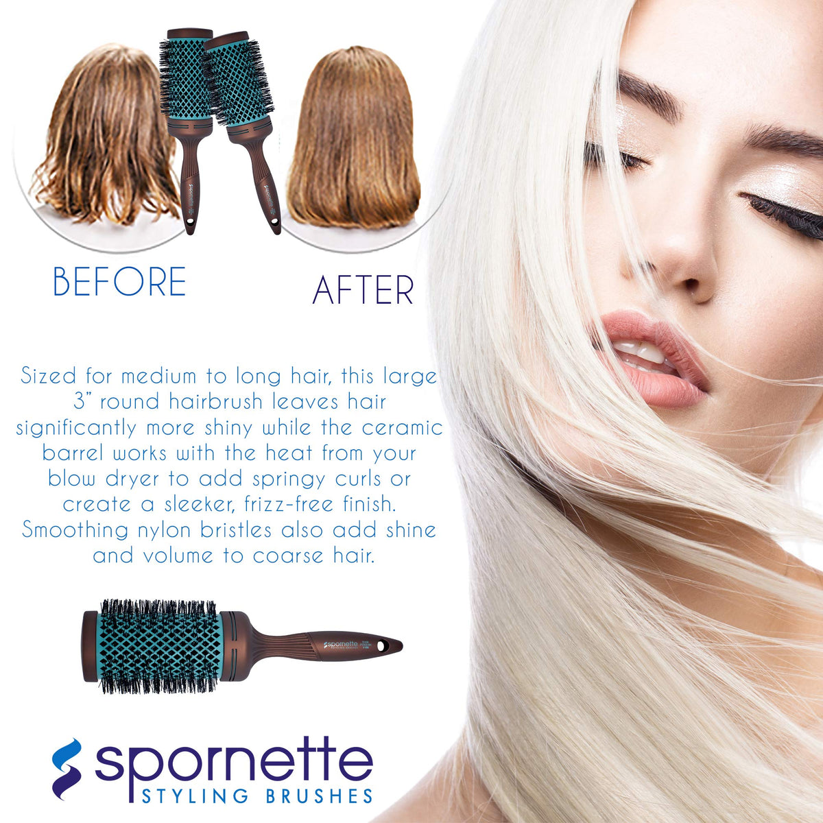 SPORNETTE Brush ideal for thick hair blowouts and controlled styling