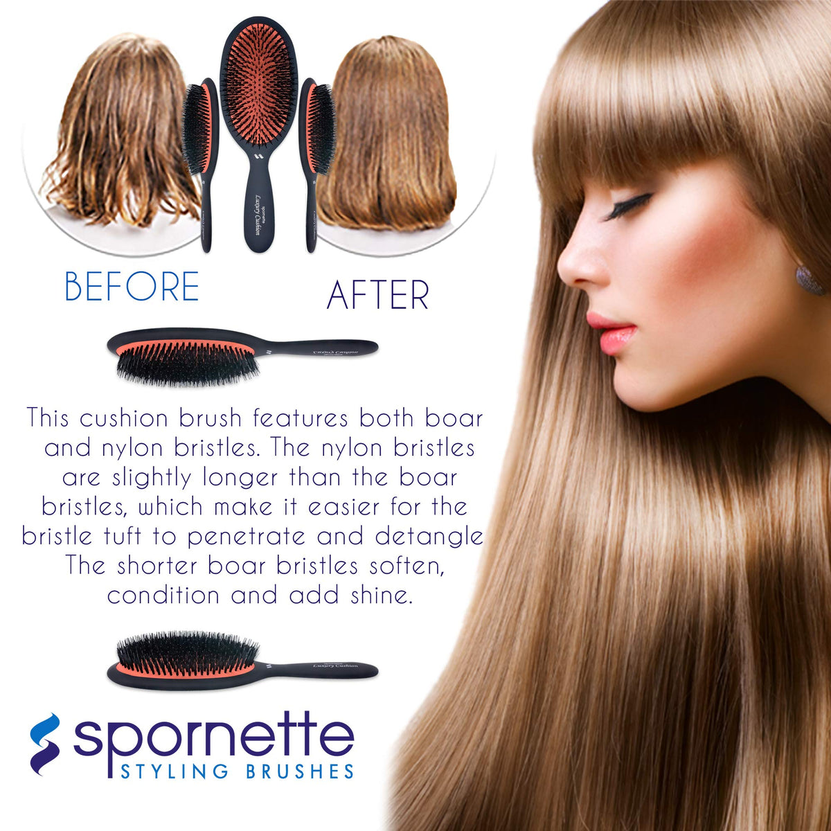 Ideal for wigs and extensions with gentle brushing action.