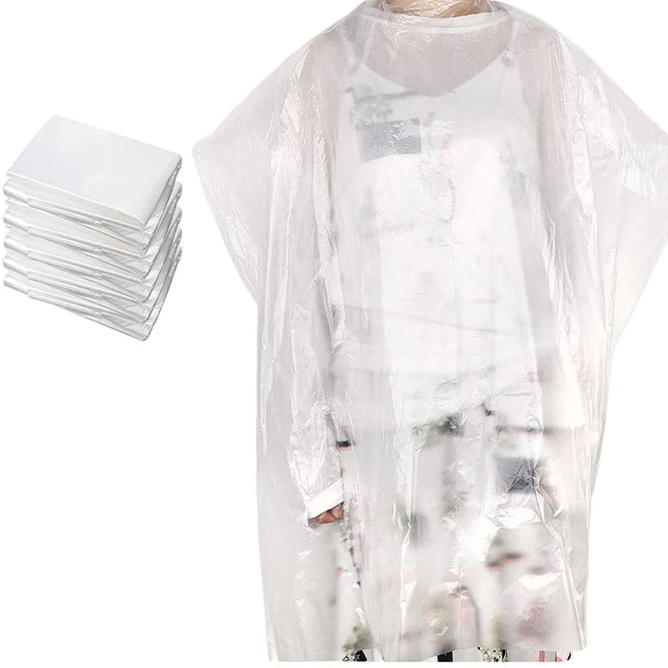 Sportuli disposable hair cape with transparent coverage for clean styling.