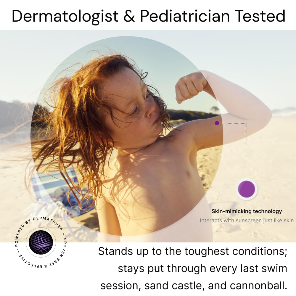 SpotMyUV stays on through sand and water for all-day wear.
