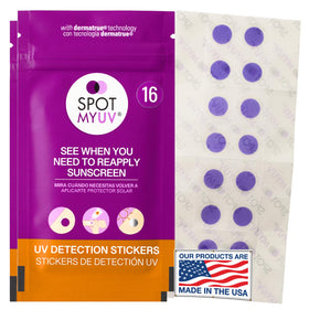 SpotMyUV sticker demonstrates sunscreen application status during outdoor activity.