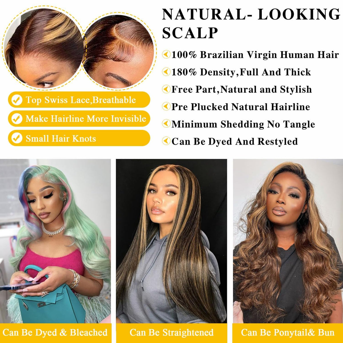 SPOU HD transparent lace front wig blends softly for invisible hairline