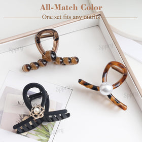 Sppry three-piece pearl hair clips set for everyday styling.