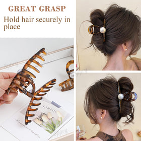 Sppry Elegant Pearl Hair Claw black mid-size 3-inch for secure half-up styles