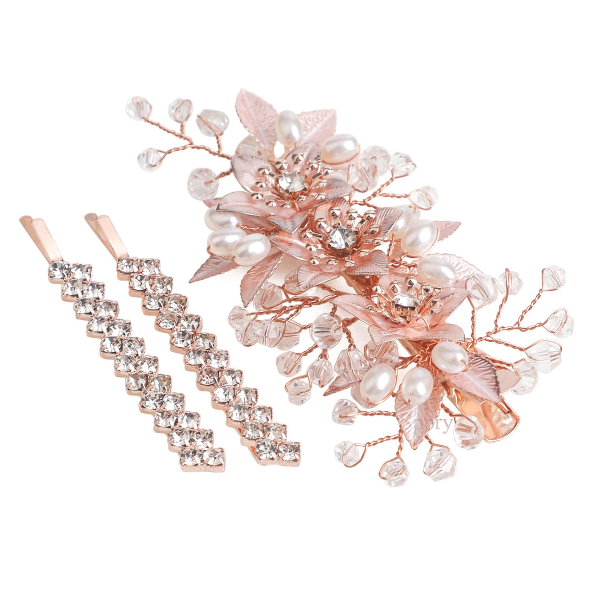 Sppry floral crystal pearl alligator clip for elegant bridal styling and secure hold.