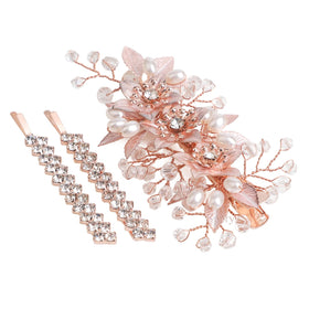 Sppry floral crystal pearl alligator clip for elegant bridal styling and secure hold.