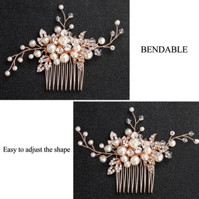 Durable alloy base with rhinestones and imitation pearls for secure sparkle.