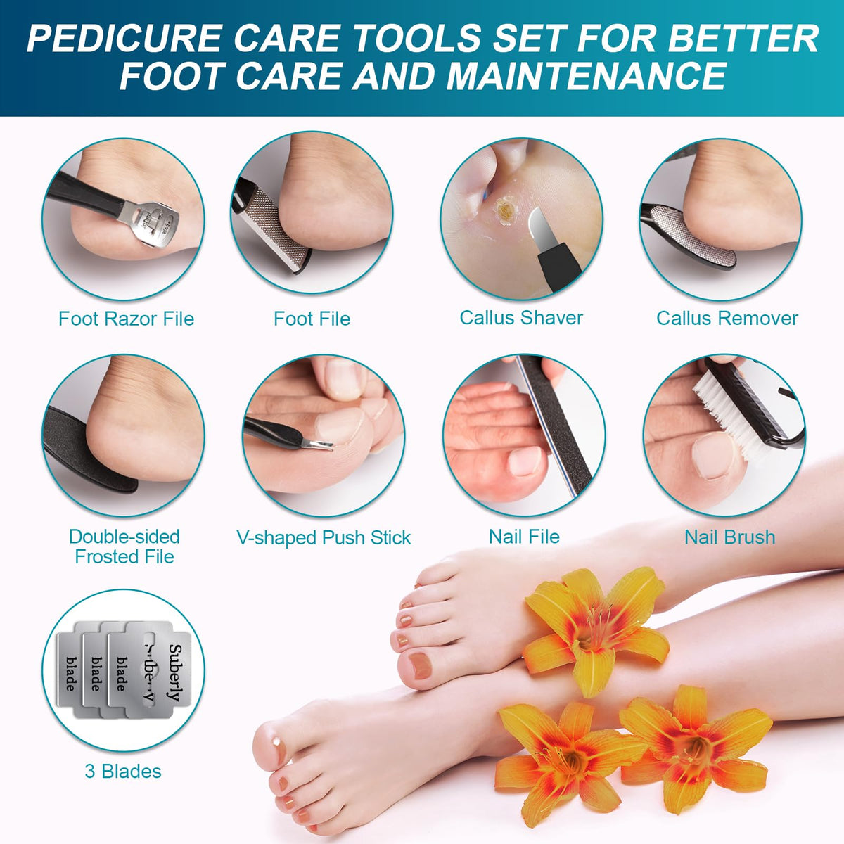 Spriak home foot care kit in use for spa-like routine.