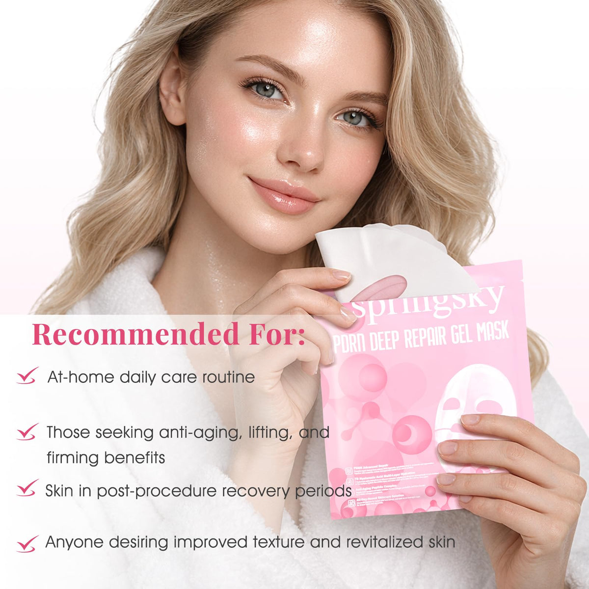SPRINGSKY Gel mask being applied at night for overnight moisture boost.