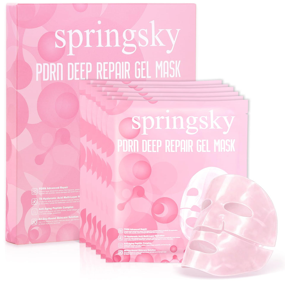 SPRINGSKY Salmon DNA PDRN mask packaging highlights premium hydration for all skin types.