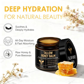SPVMGRK Beef Tallow Balm raw honey ingredient close-up highlighting natural care.