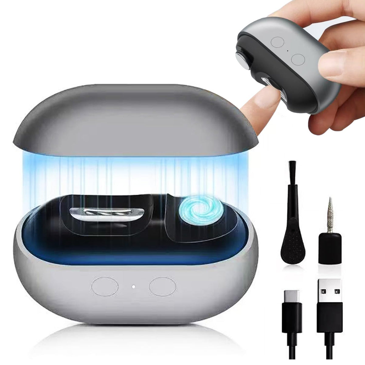 Spwkr electric nail clipper 3in1 in use for precise trimming and smoothing