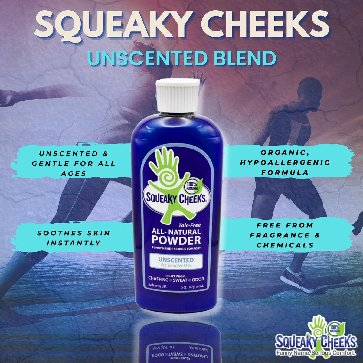 Squeaky Cheeks packaging marked Made in USA emphasizing quality