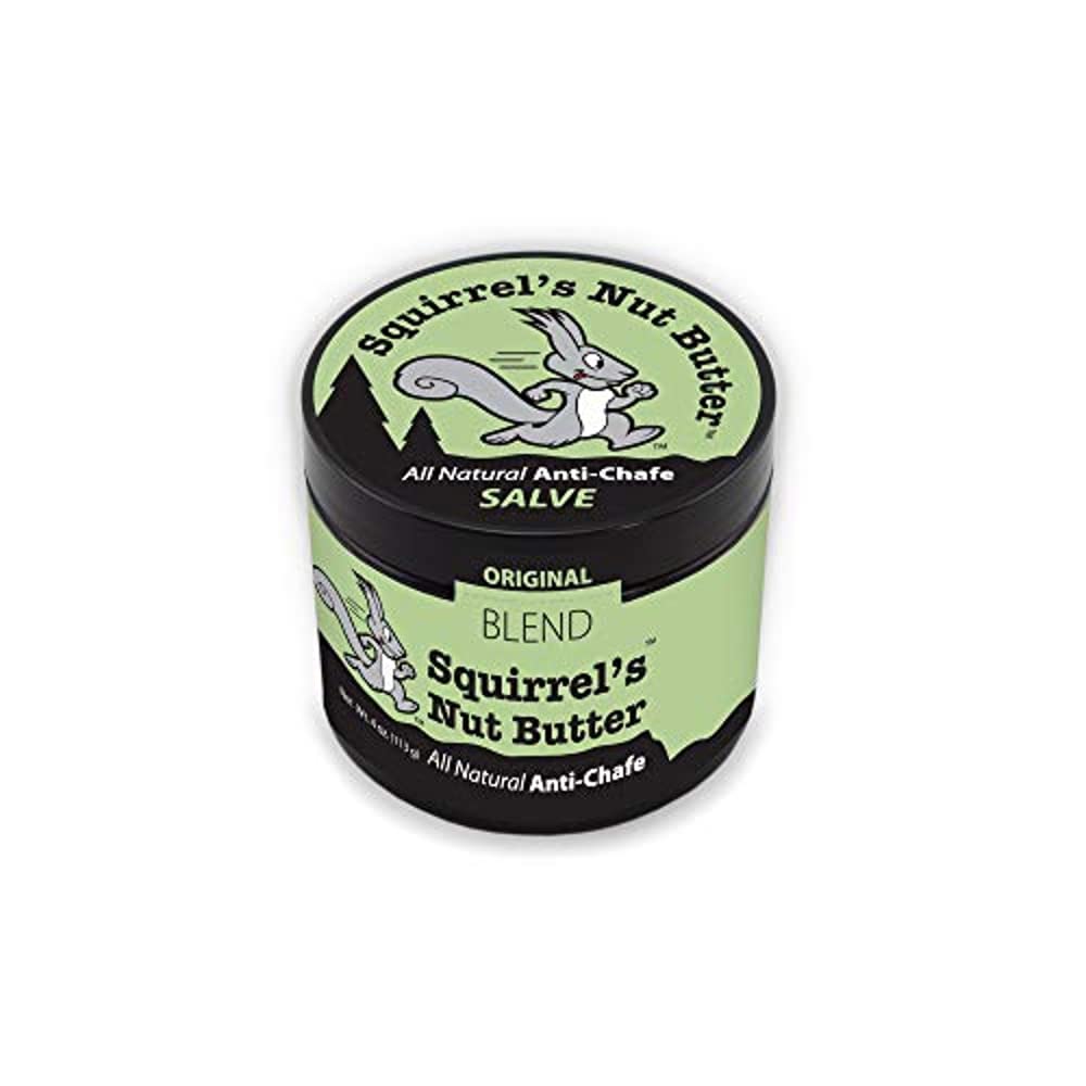 Squirrel's Nut Butter anti-chafe salve tub enabling waterproof, easy application for athletes.