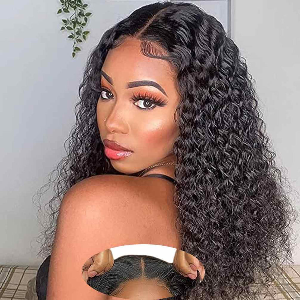 Srakuw glueless wig 18-inch curly front view for quick wear and natural movement.