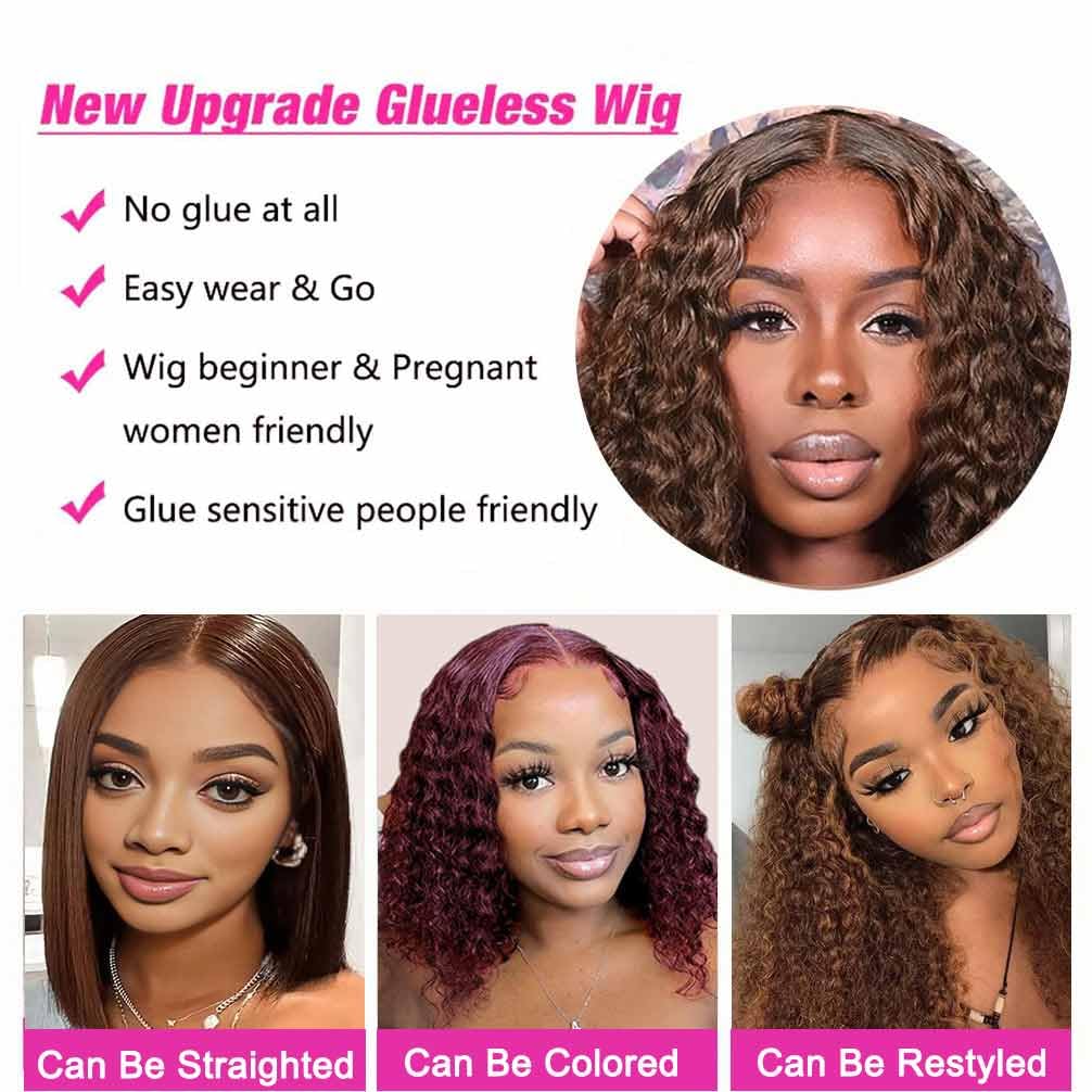 Srakuw water wave bob wig ready for heat styling and color