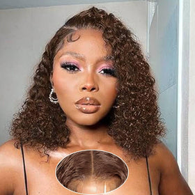 Srakuw wear-and-go glueless wig 14-inch water wave bob for easy daily styling