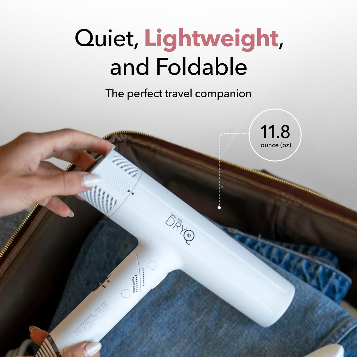 SRILabs DryQ with magnetic attachments for quick, versatile styling.