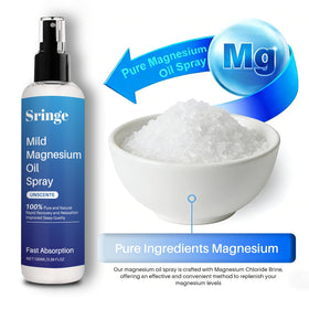 Sringe magnesium oil spray applied on feet for daily comfort