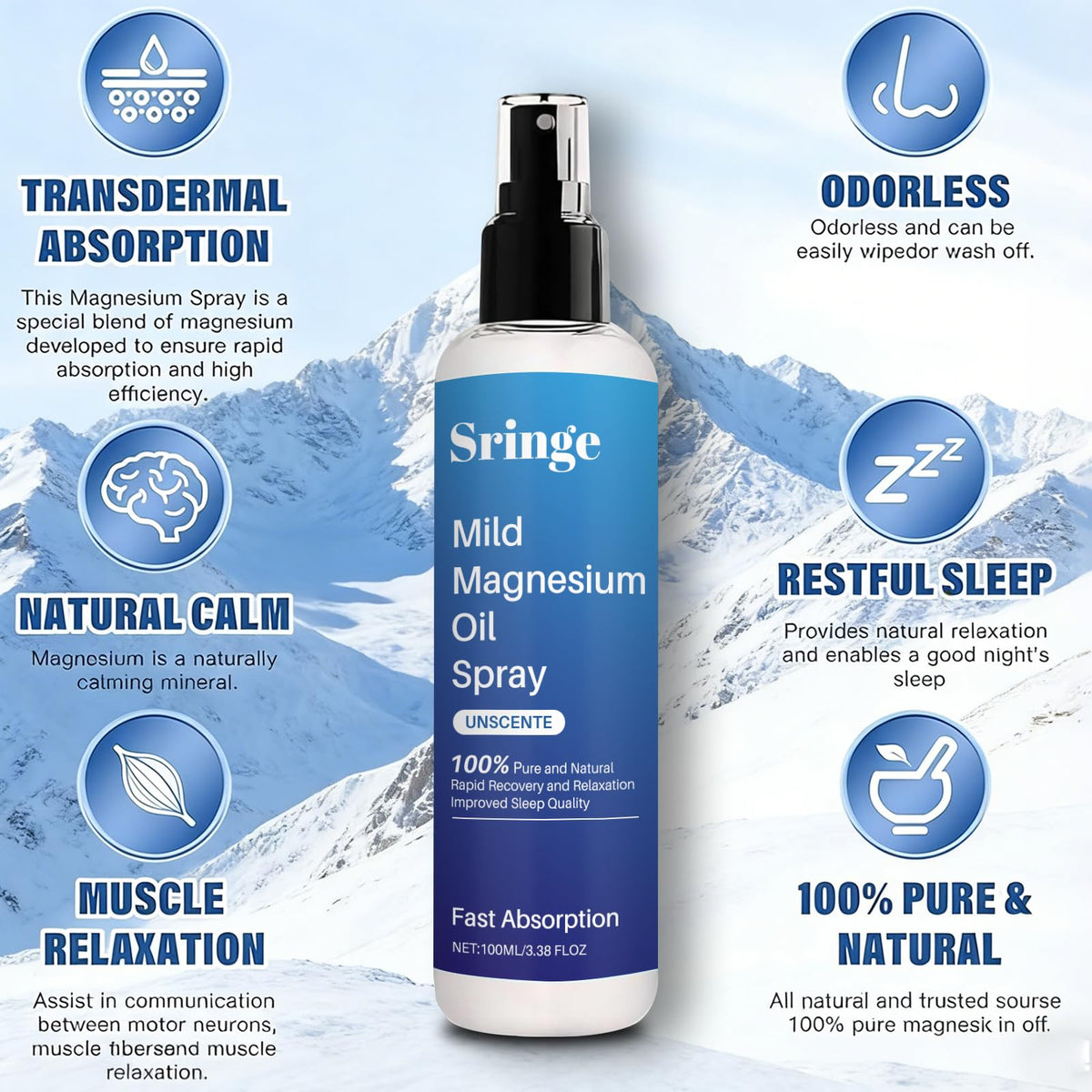 Sringe magnesium oil spray mist evenly covers skin after workouts