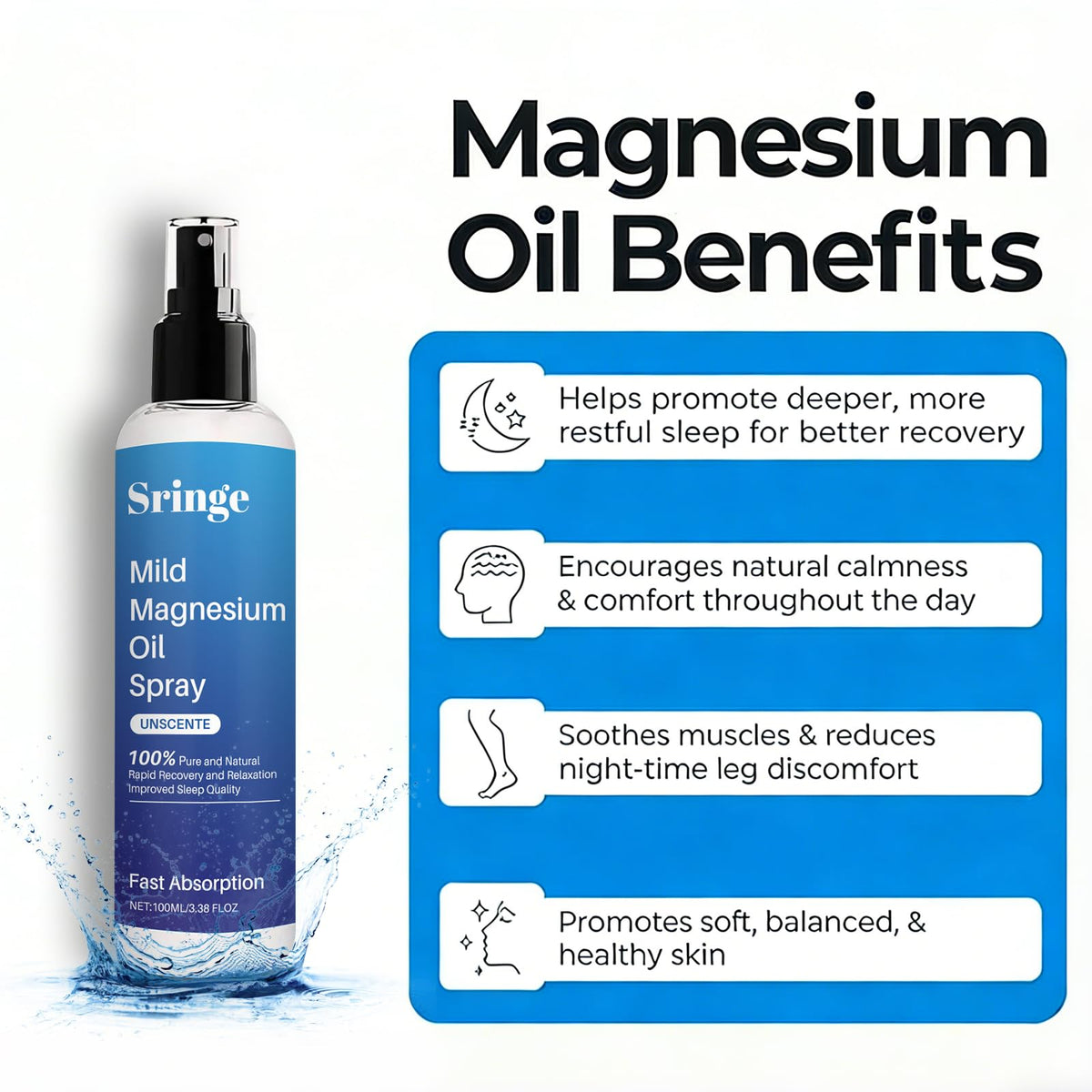 Sringe magnesium oil spray on shoulders for post-workout ease