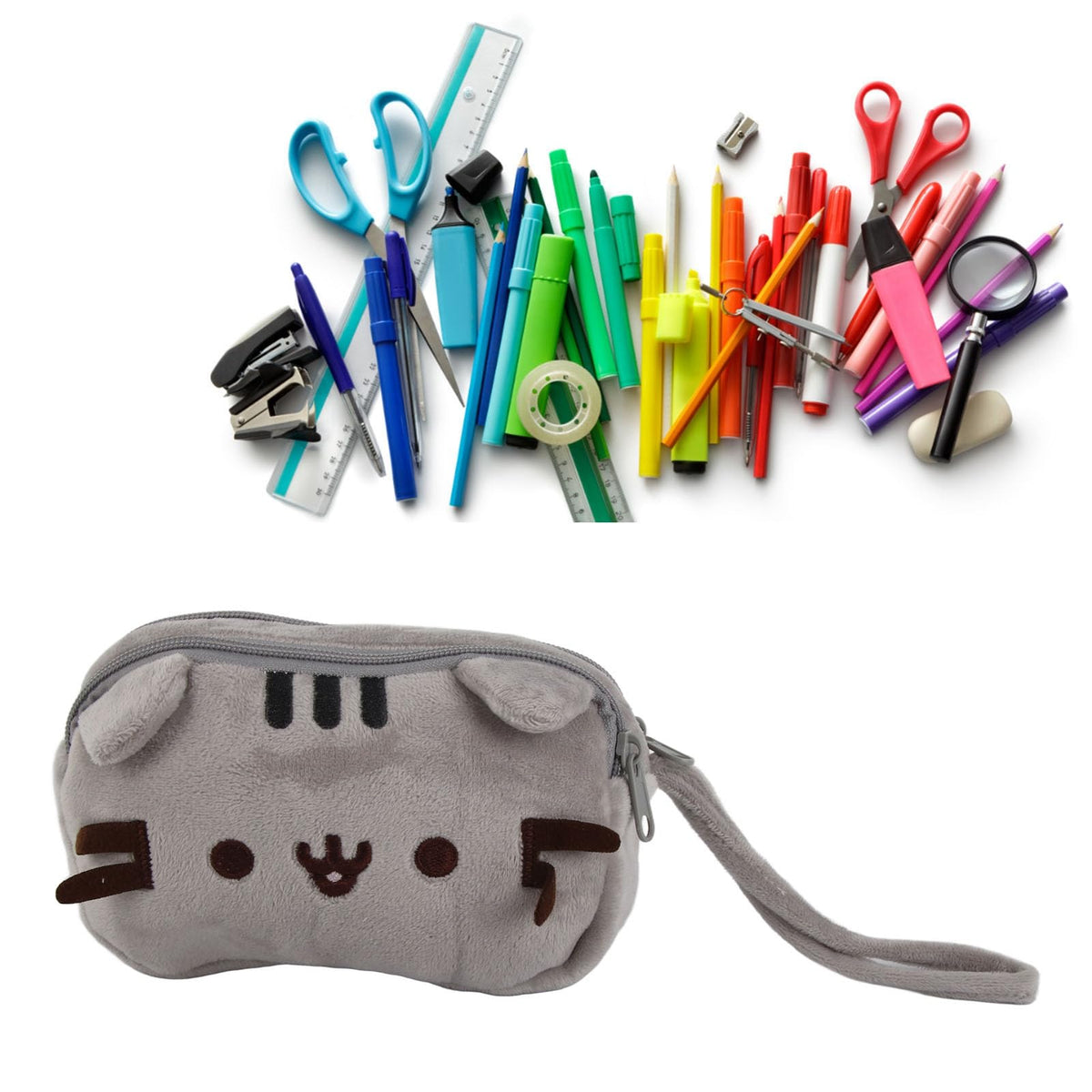 Srliya cat makeup bag in soft canvas for easy travel storage