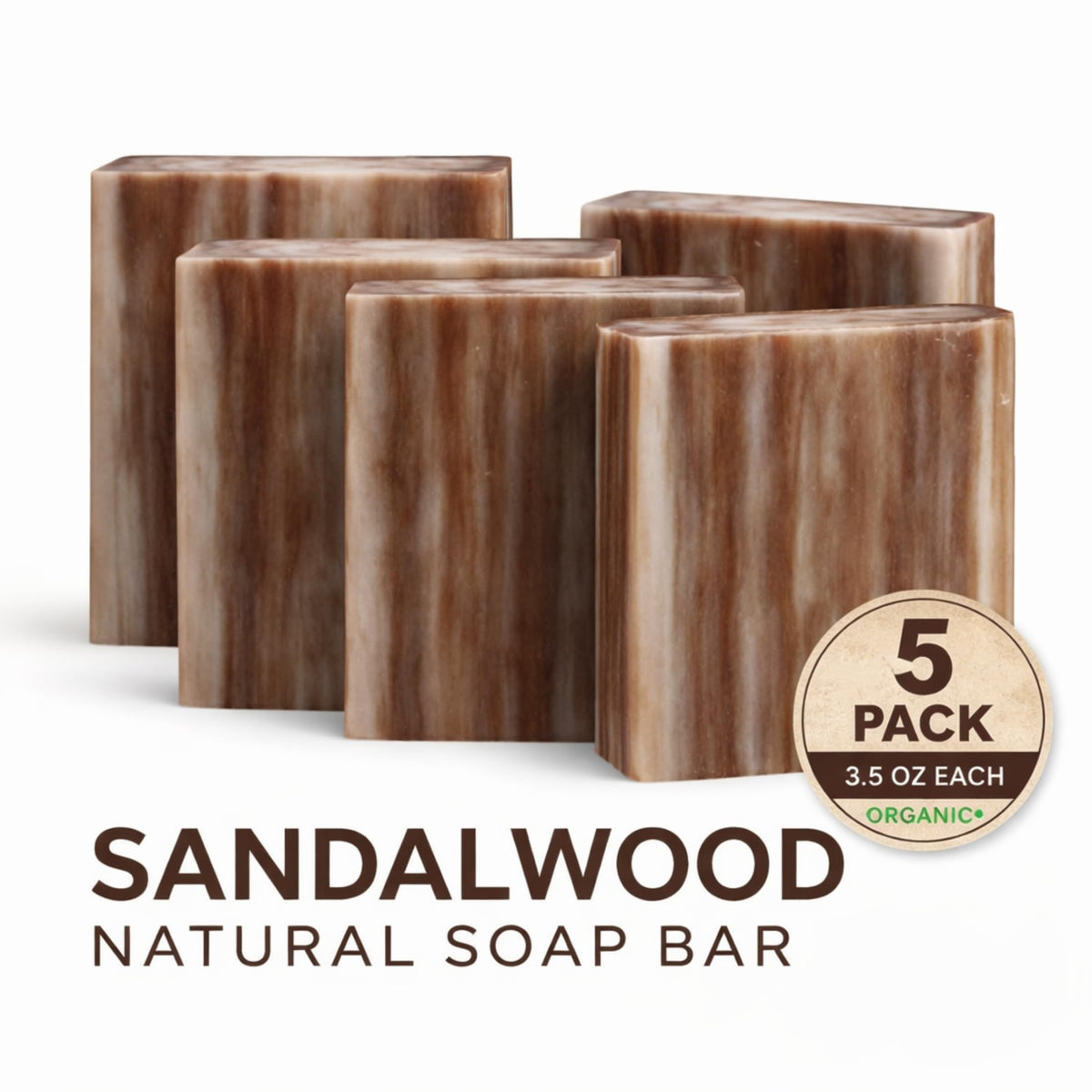 SSA Sandalwood bar pack with five bars inside, long-lasting.