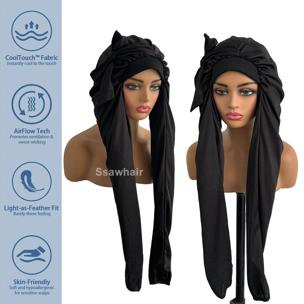 Ssawhair pantyhose bonnet for braids wears softly and stretches to fit