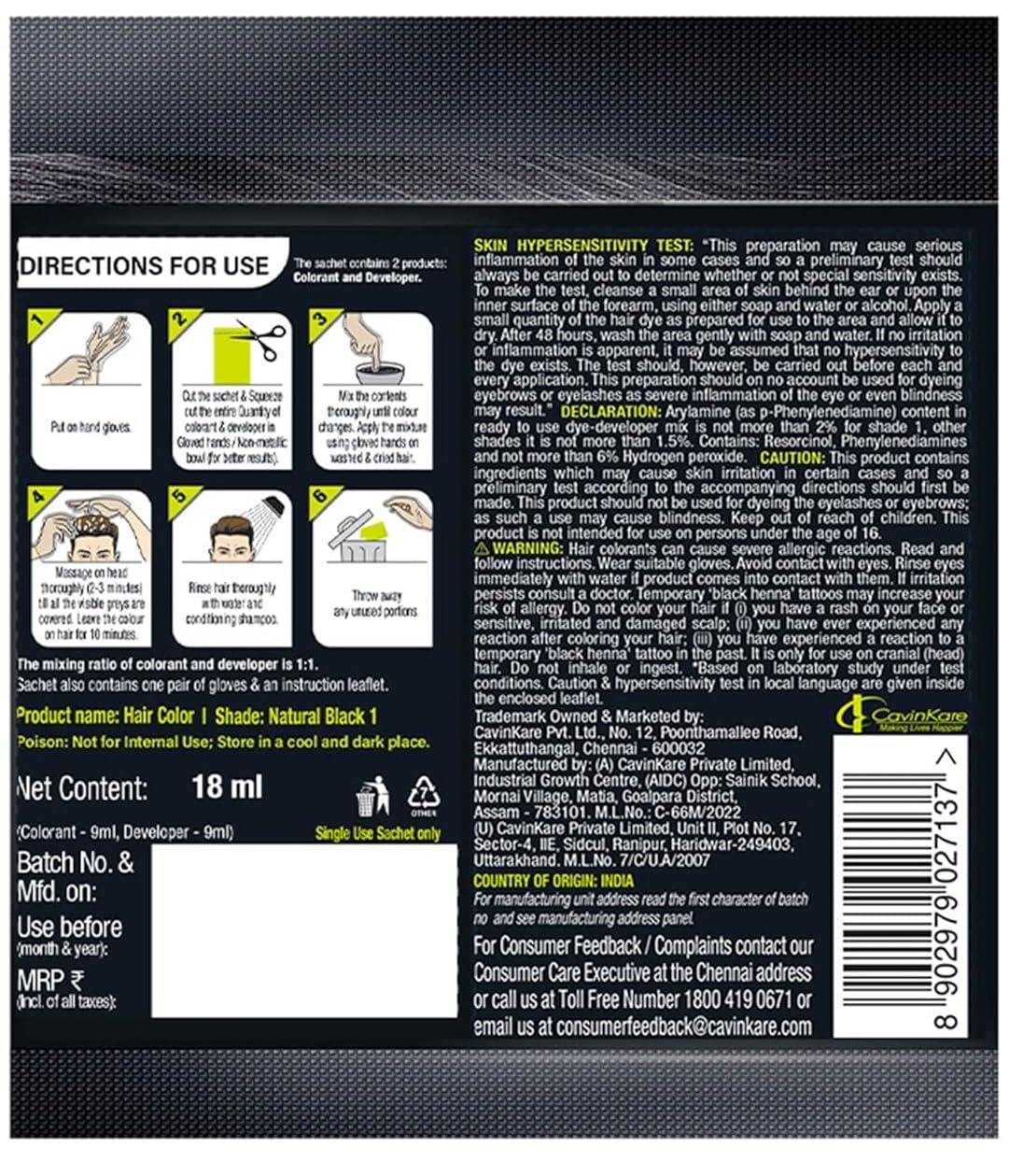 SSR Easy10 Minutes Herbal Hair Color Bottle showcasing natural black shade