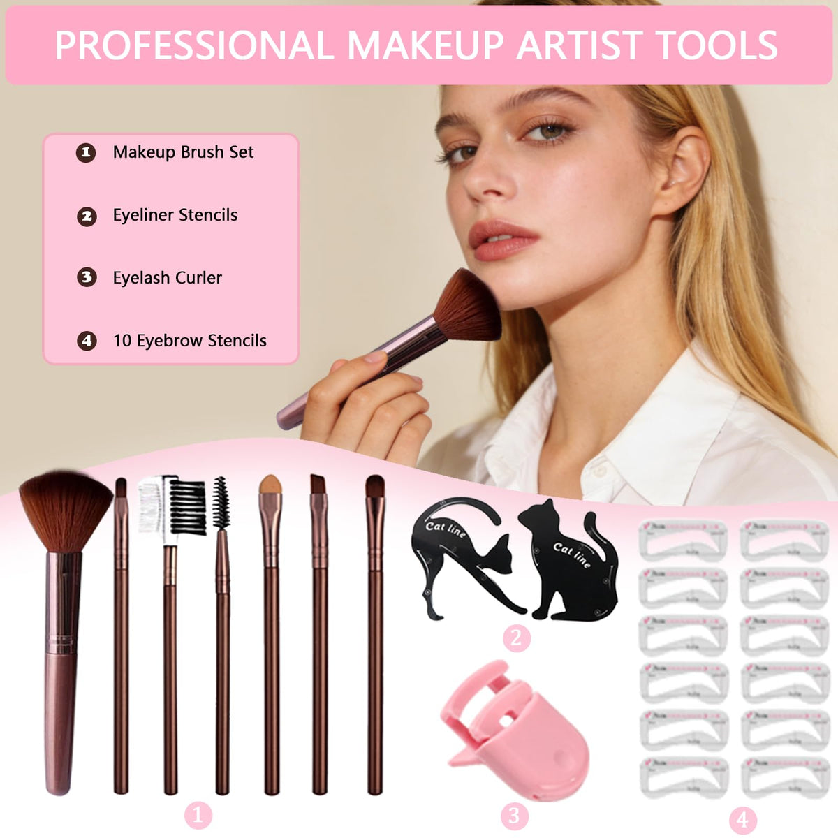 SSZS All-in-One Makeup Kit eyeliner and brow pencils for precise definition.