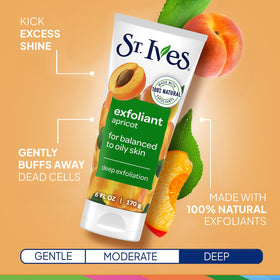 St. Ives bottle being poured, showing product texture and quantity.