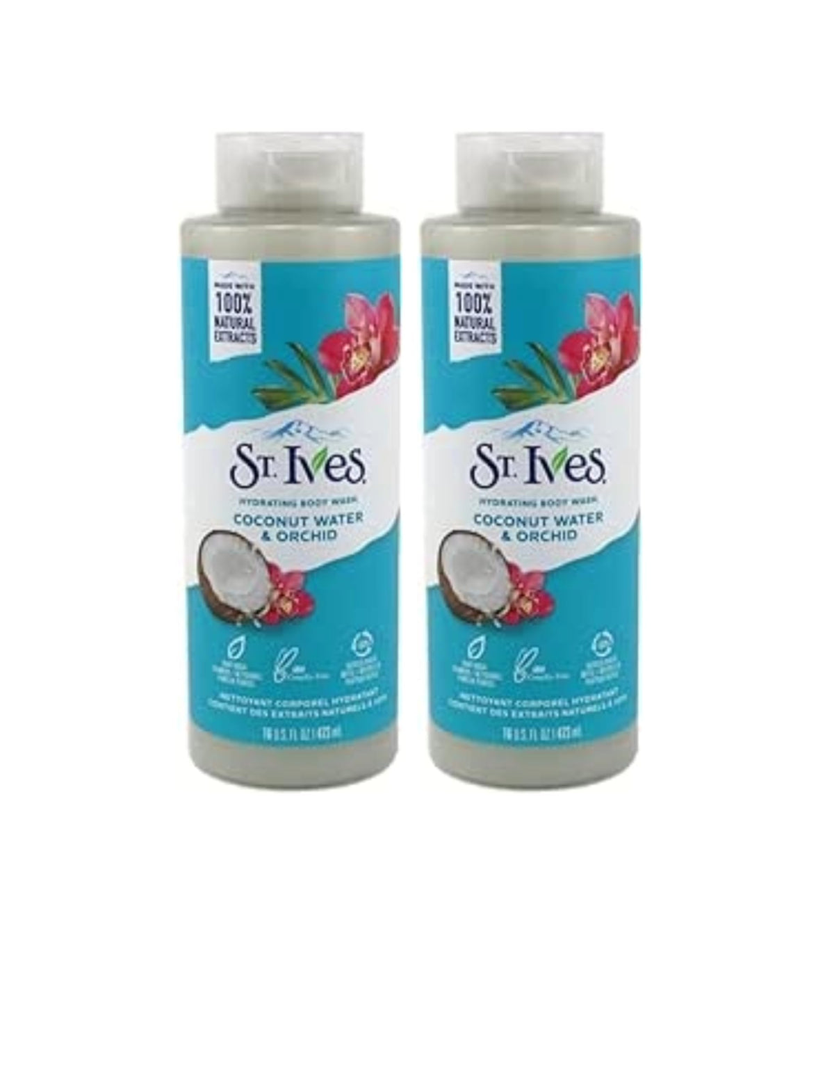 St. Ives coconut orchid extracts closeup for gentle, plant-based cleansing.