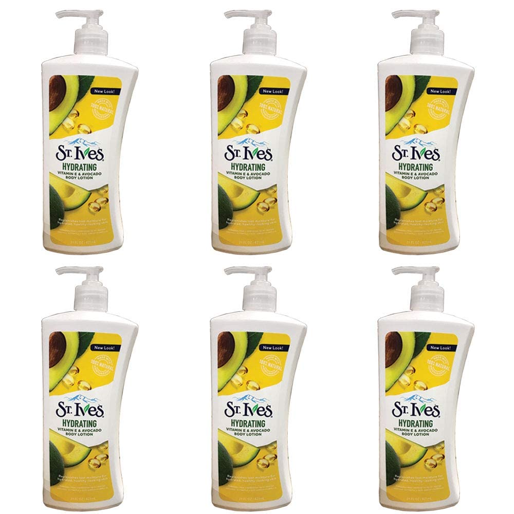 St. Ives vitamin E avovado lotion bottle for daily hydration and soft skin.