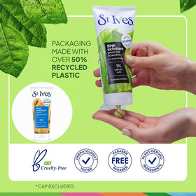 St. Ives Dermatologist-tested label signals safe, non-comedogenic exfoliation.