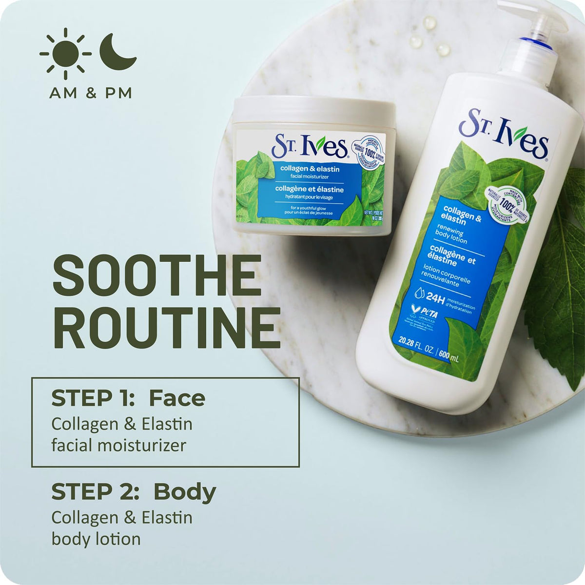 In-use massage scene demonstrating absorption of St. Ives lotion