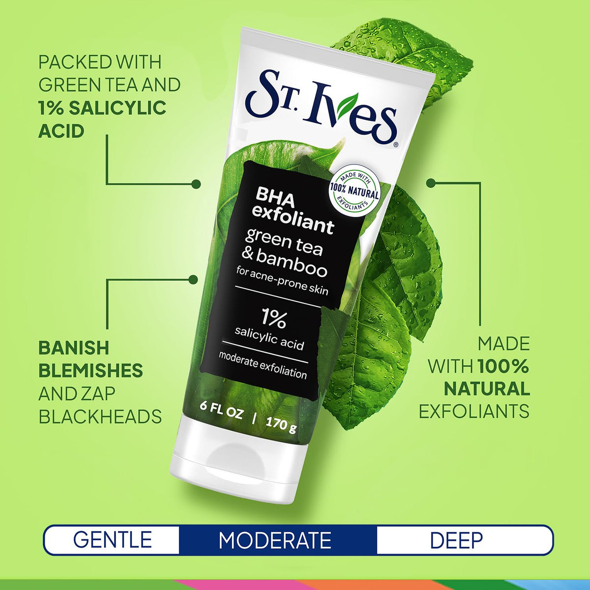 St. Ives Face Scrub application demonstrates circular massage for effective exfoliation.
