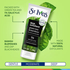 St. Ives Face Scrub application demonstrates circular massage for effective exfoliation.