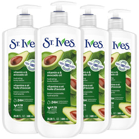 St. Ives Hand and Body Lotion 4-pack, front view, shows 24-hour hydration label.