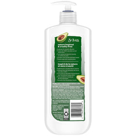 St. Ives Hand and Body Lotion pump bottle closeup highlighting smooth, non-greasy feel.