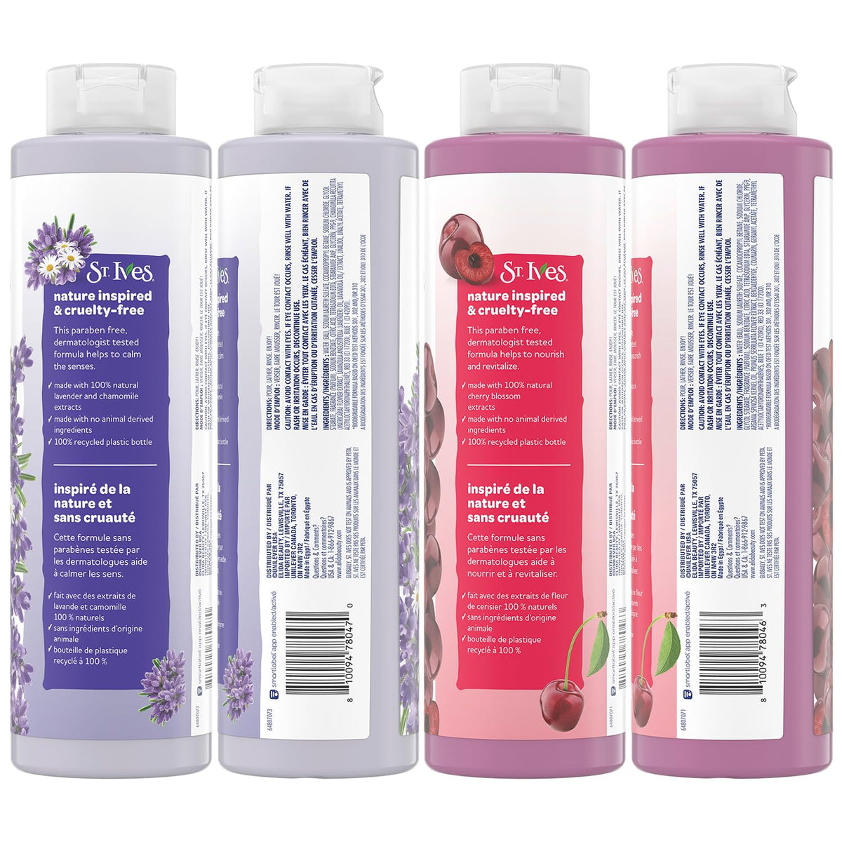 St. Ives Soothing Lavender and Chamomile bottle illustrating calming cleanse for relaxed skin.