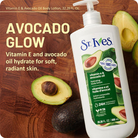 Vitamin E and Avocado Oil ingredients closeup, signaling nourishing formulation for skin.