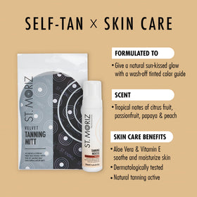 St. Moriz Velvet Tanning Mitt for streak-free, even coverage.