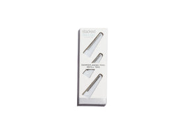 Close-up of StackedSkincare dermaplaning blades with protective cap for easy blade swap.